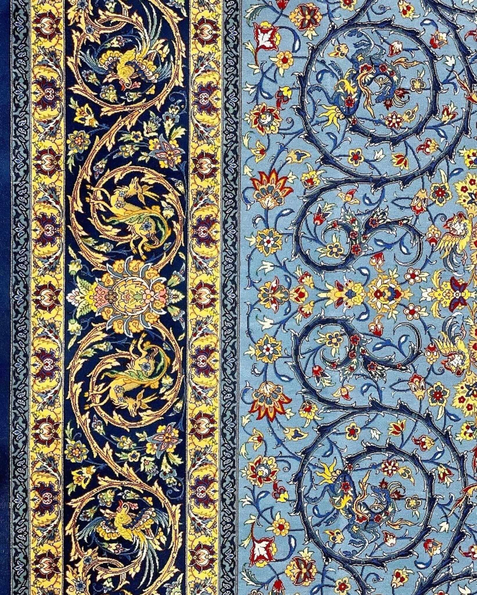 Elegant blue Persian oriental rug for luxury home styling
